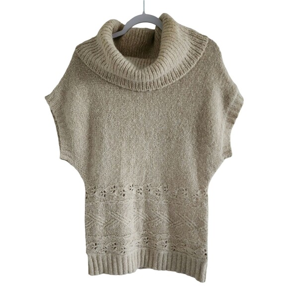 Kaisely Womens Wool Alpaca Blend Sweater Beige Cowl Neck Drop-Shoulder Size M - Picture 1 of 6